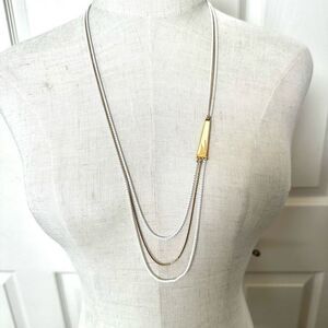Monet white chain and gold tone multi strand long necklace